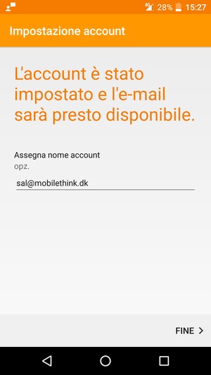 Scegli un nome per il tuo account e seleziona FINE