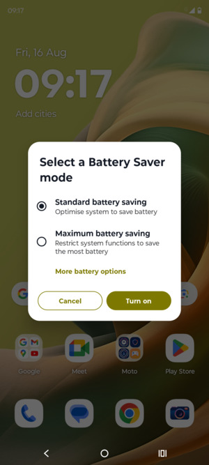 Select Turn on
