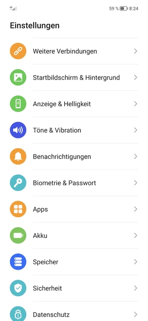 Um Ihre Bildschirmsperre zu aktivieren, gehen Sie zum Einstellungen Menü und wählen Sie  Biometrie & Passwort