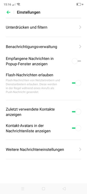 Wählen Sie Weitere Nachrichteneinstellungen