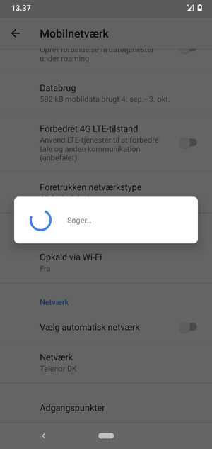 Afvent at søgningen er afsluttet