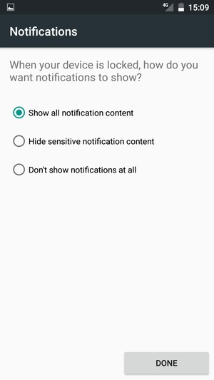 Select your preferred option and select DONE