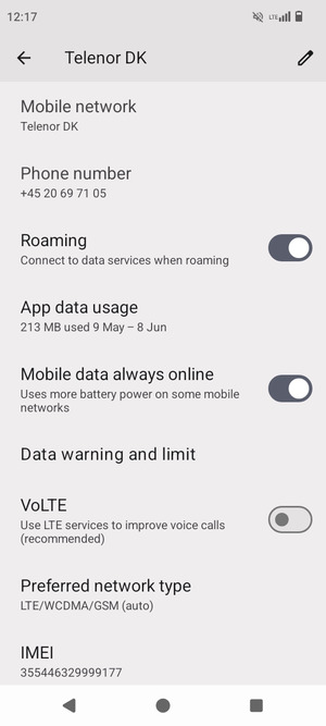 Turn Roaming on or off