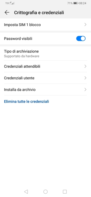 Seleziona Imposta SIM blocco