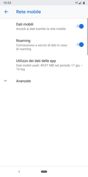 Attiva o disattiva Roaming