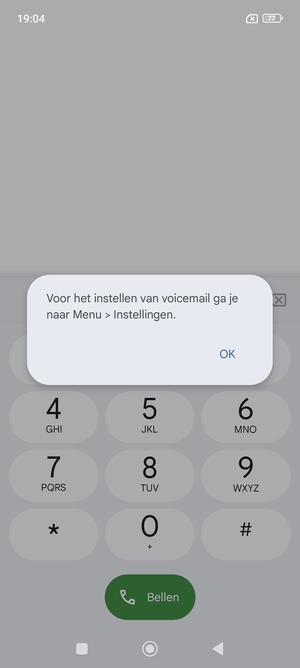 Als uw voicemail niet geïnstalleerd is, selecteert u OK