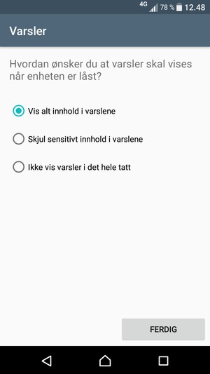 Velg ønsket alternativ og velg FERDIG