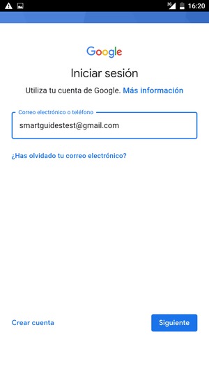 Introduzca su dirección de Gmail y seleccione Siguiente