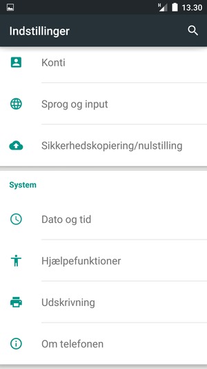 Scroll til og vælg Om telefonen