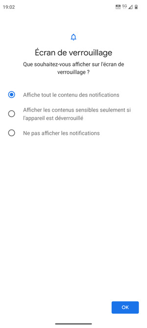 Sélectionnez votre option préférée et sélectionnez OK