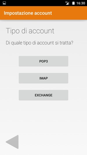Seleziona POP3 o IMAP