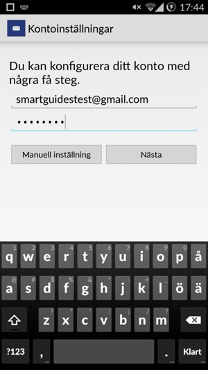 Ange din Gmail- eller Hotmail-adress och lösenord. Välj Nästa