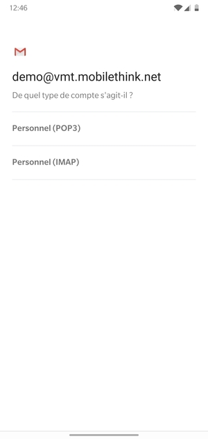 Sélectionnez Personnel (POP3) ou Personnel (IMAP)