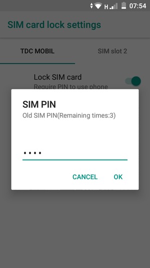 Enter your Old SIM PIN and select OK