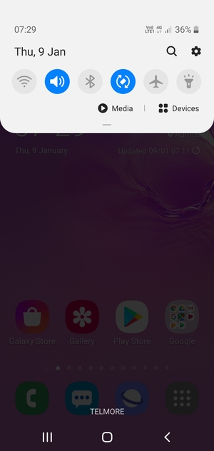 Slide down the top menu again