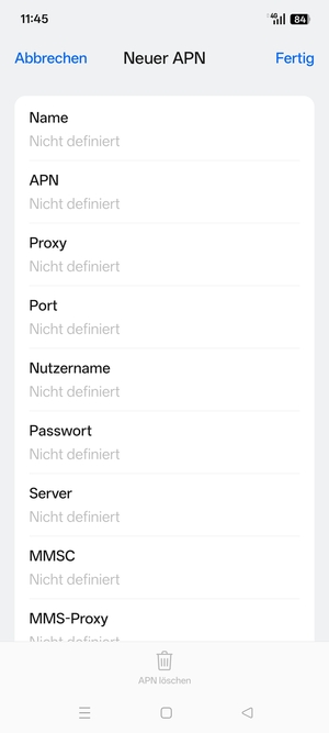Geben Sie Internet-Informationen ein