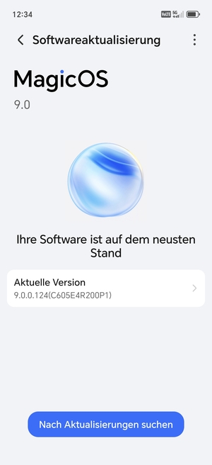 Falls Ihr Handy aktualisiert ist, wird Ihnen der folgende Bildschirm angezeigt