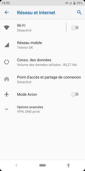Sélectionnez Réseau mobile