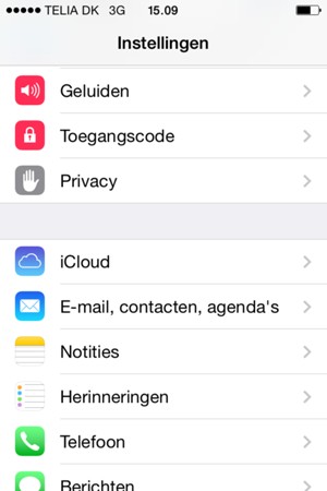 Scroll naar beneden en selecteer Toegangscode