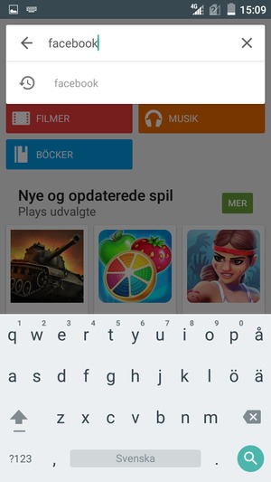 Ange app-namnet och välj Sök
