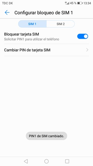 Su PIN de SIM ha sido cambiado