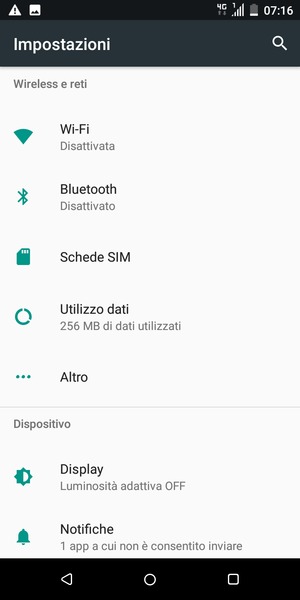 Seleziona Wi-Fi