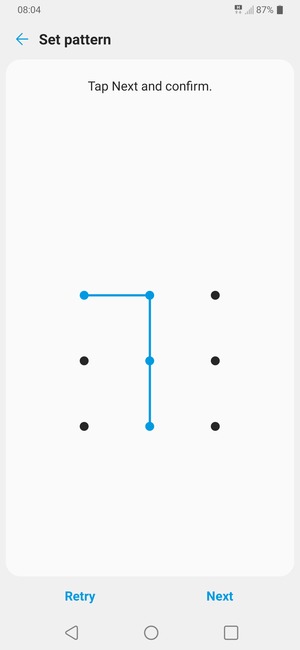 Draw an unlock pattern and select Next