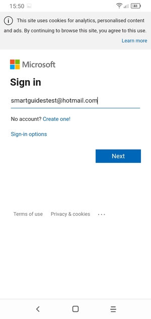Enter your Hotmail address and select Next