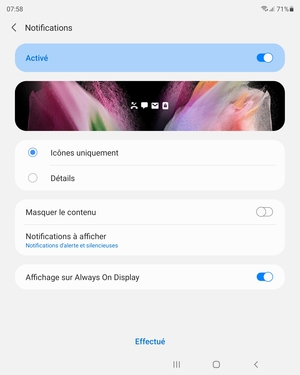 Sélectionnez votre options préférées et sélectionnez Effectué