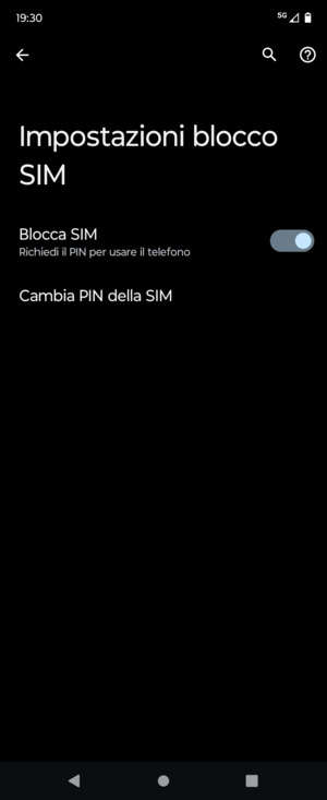 Seleziona Cambia PIN della SIM