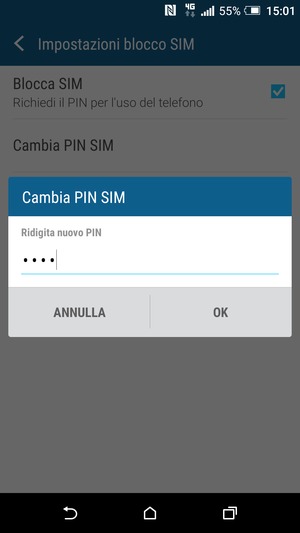 Conferma il nuovo PIN SIM e seleziona OK
