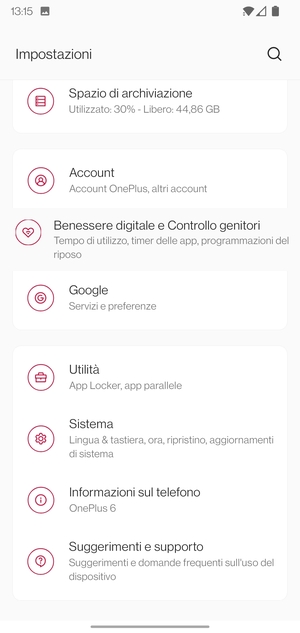 Scorri e seleziona Sistema