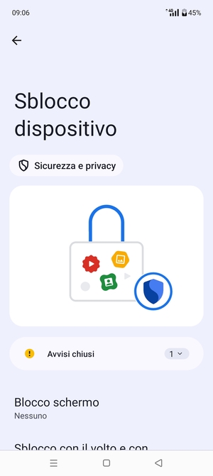 Seleziona Blocco schermo