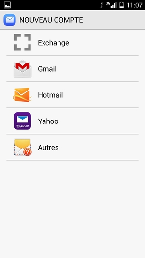 Sélectionnez Gmail ou Hotmail