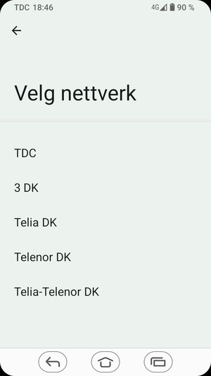 Velg en nettverksoperatør fra listen
