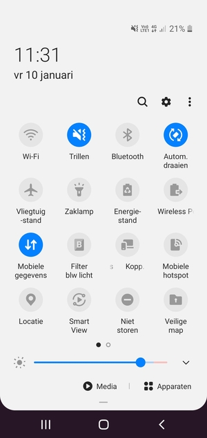 Selecteer Trillen om te veranderen naar stille modus