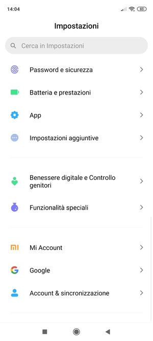 Scorri e seleziona Password e sicurezza