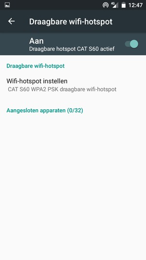 Uw telefoon is nu geïnstalleerd voor gebruik als modem