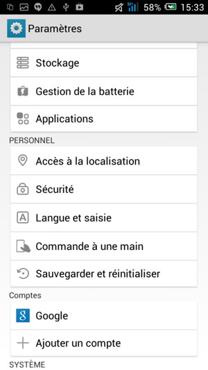 Faites défiler et sélectionnez Sécurité