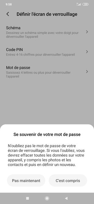 Sélectionnez C'est compris