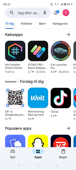 Vælg søgefeltet