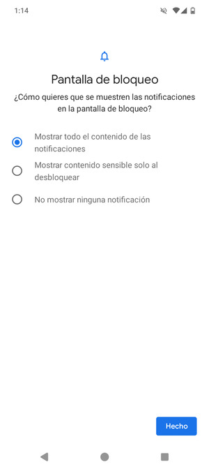 Seleccione la opción deseada y seleccione Hecho
