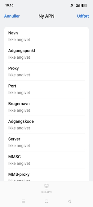 Indtast internet-oplysninger
