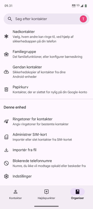 Scroll til og vælg Administrer SIM-kort