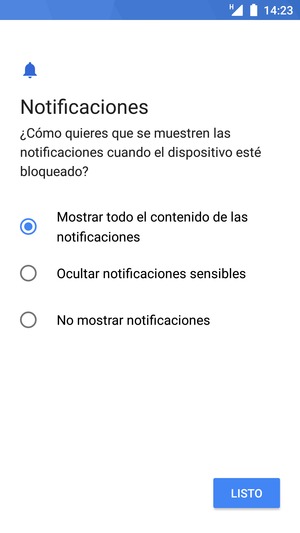 Seleccione la opción deseada y seleccione LISTO