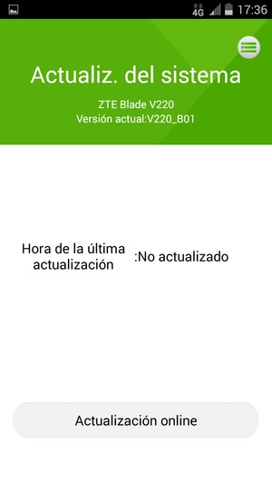 Seleccione Actualización online