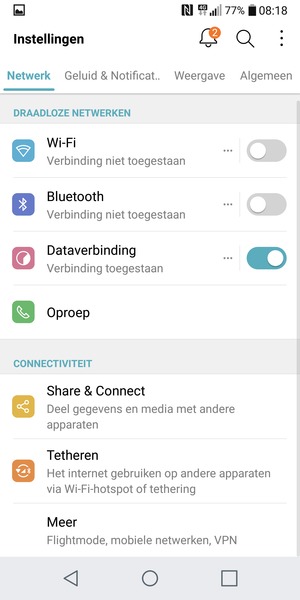 Selecteer Netwerk en Meer