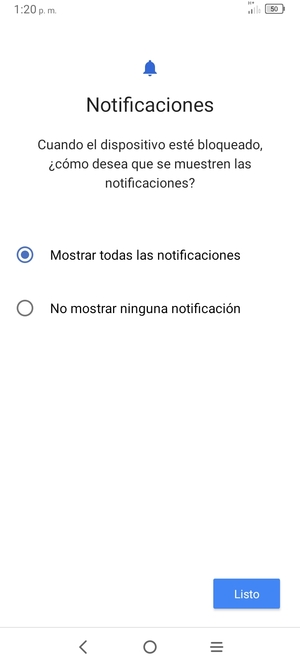 Seleccione la opción deseada y seleccione Listo