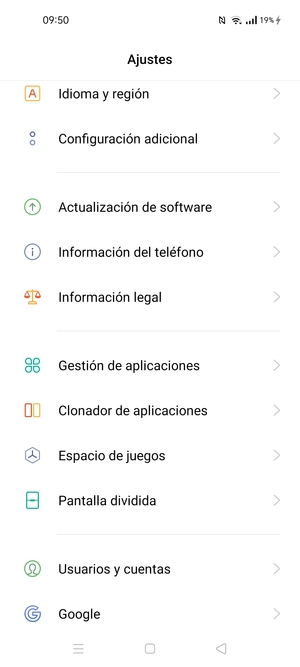 Desplácese y seleccione Actualización de software
