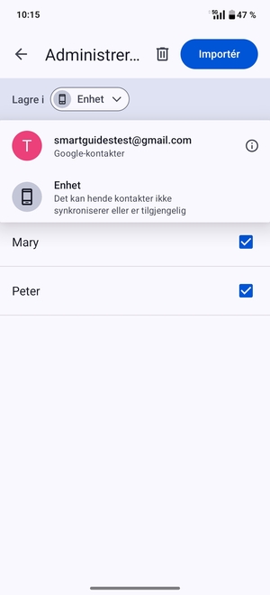 Velg din Google-konto